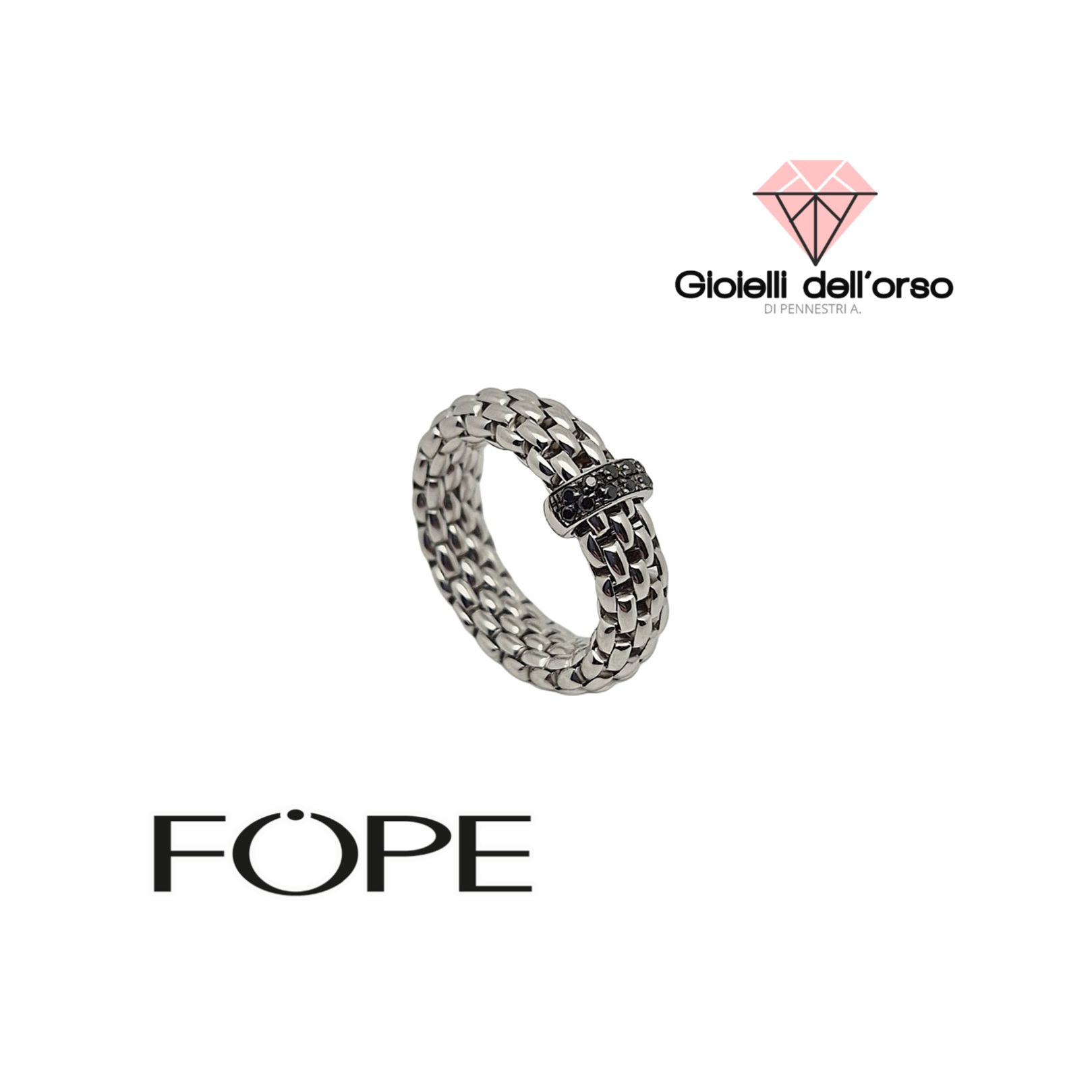 Fope anello flex'it con diamanti neri
