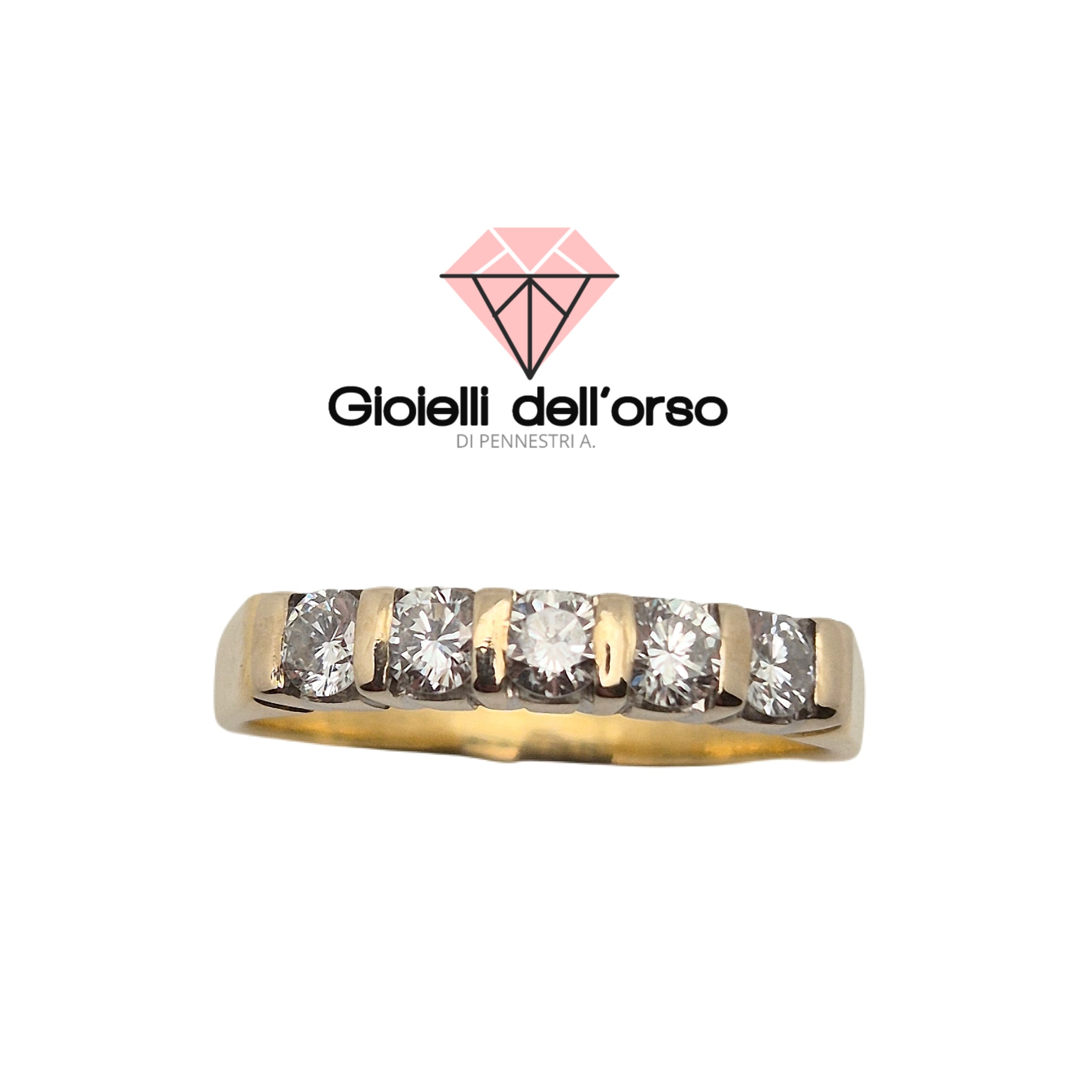 Anello veretta 5 pietre